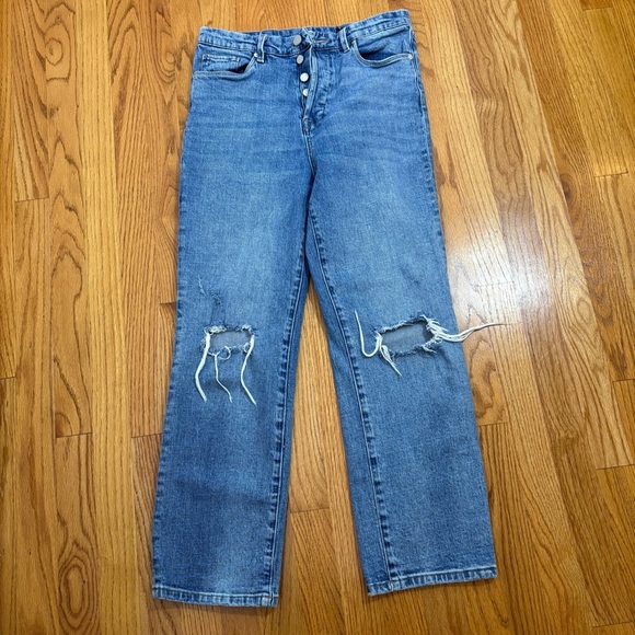 BLANK NYC The Baxter Ribcage Straight Leg High Rise Distressed Denim Jeans 28 6 - Picture 16 of 17